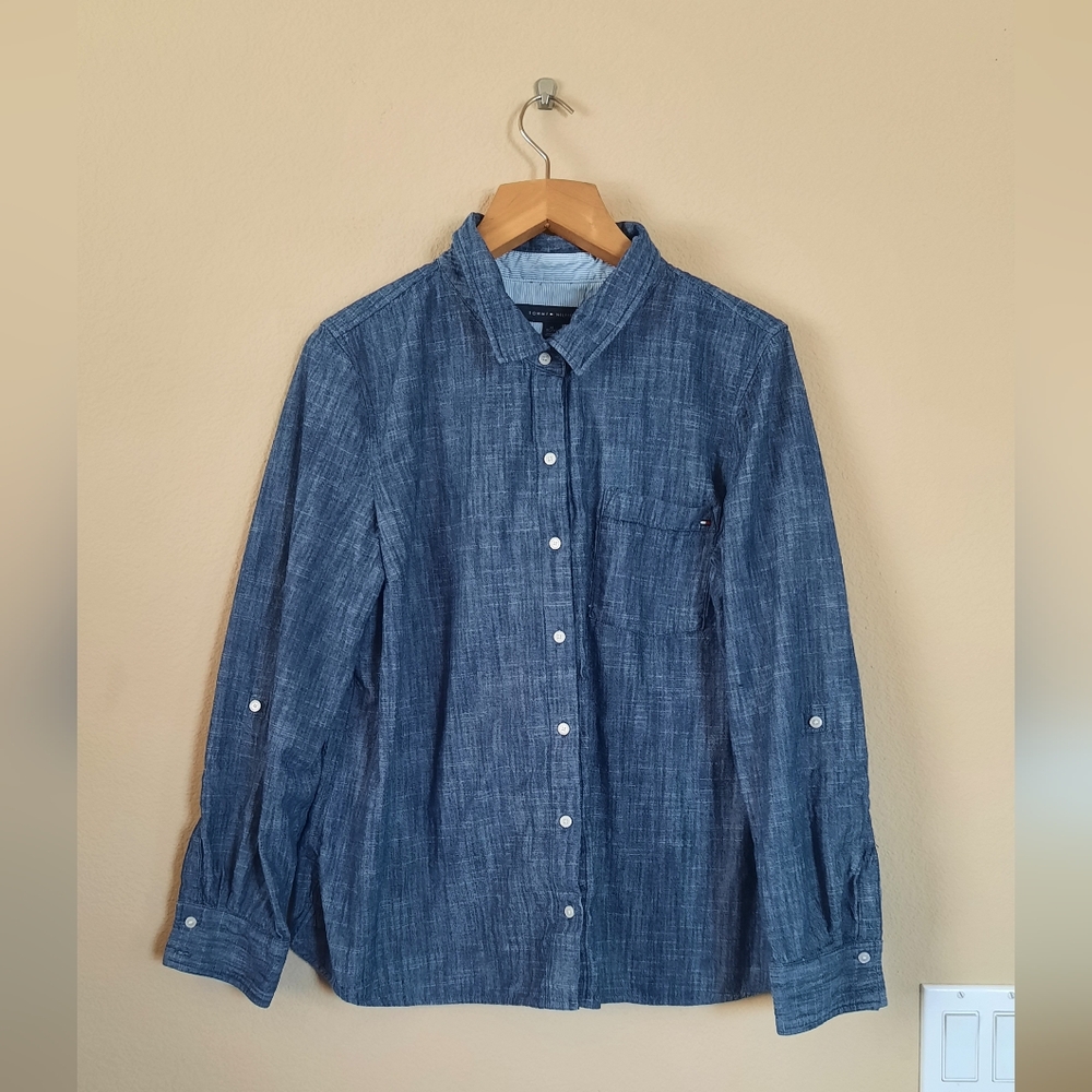 Y2k Tommy Hilfiger Chambray Denim Button Down